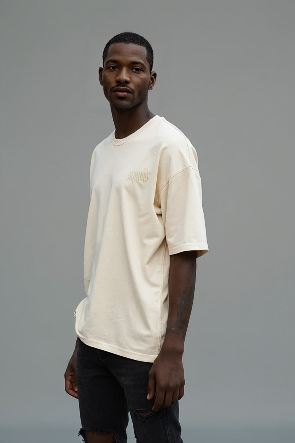 GetNude Ambigram Relaxed Fit T-Shirt | Chalk